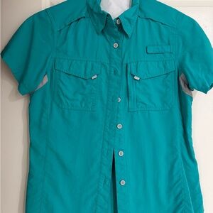 Vibrant Teal Short Sleeve Women's Top
